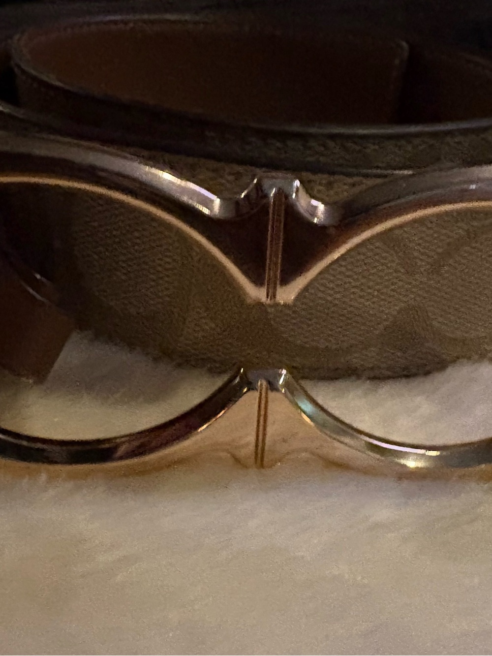 Coach Brown Signature Leather Belt with Gold-Tone Hardware